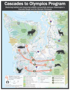 This image shows habitat linkages in southwest Washington