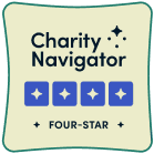 Charity Navigator Four-Star badge featuring the Charity Navigator logo above four blue stars and the text "FOUR-STAR."