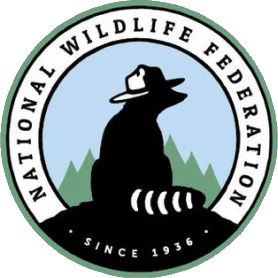 National Wildlife Federation logo featuring a black beaver silhouette against mountains and a blue sky, with the text "National Wildlife Federation" and "Since 1936."
